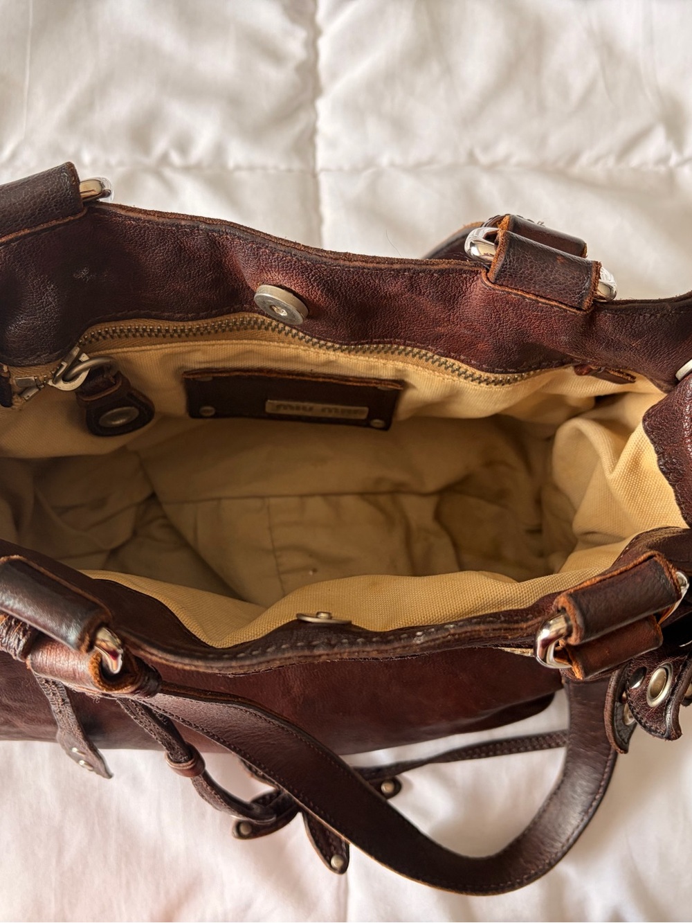 Miu Miu Archive 2006 Leather Flower Pocket Bag - Picture 7 of 11